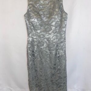 Milanoo Sliver Rhimestone Embellished Lace Overly Sheath Dress